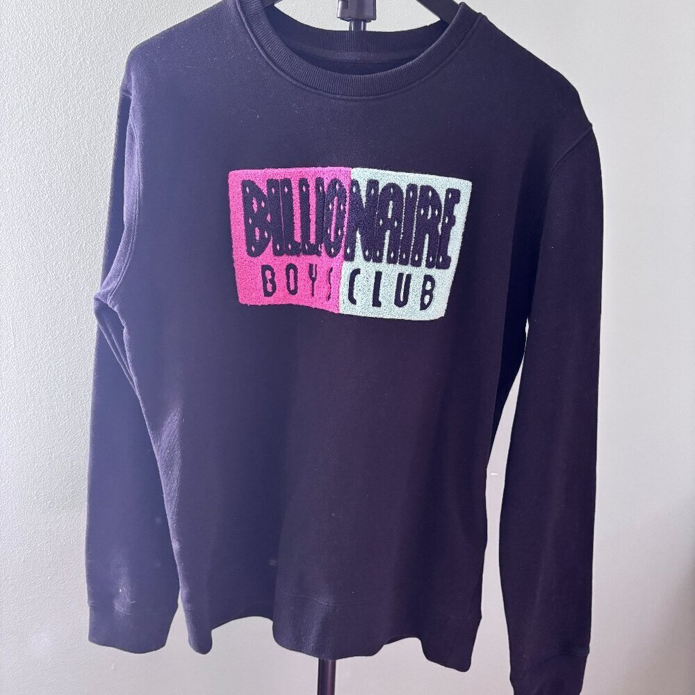 Billionaire Boys Club BBC Classic Crew Sweatshirt Mens S Black Embroidered Logo - Picture 2 of 9